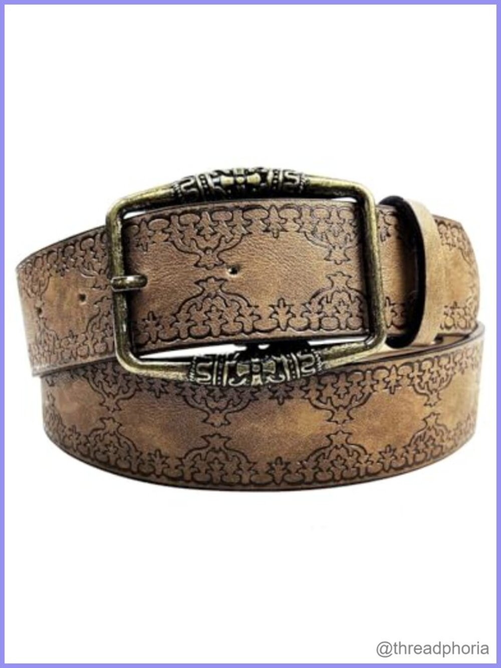 Western Floral Embossed Faux Leather Belt Pin Buckle Jeans Cowgirl